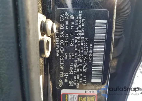 2019 Kia Rio S из США, поврежденный, VIN 3KPA24AB5KE227989